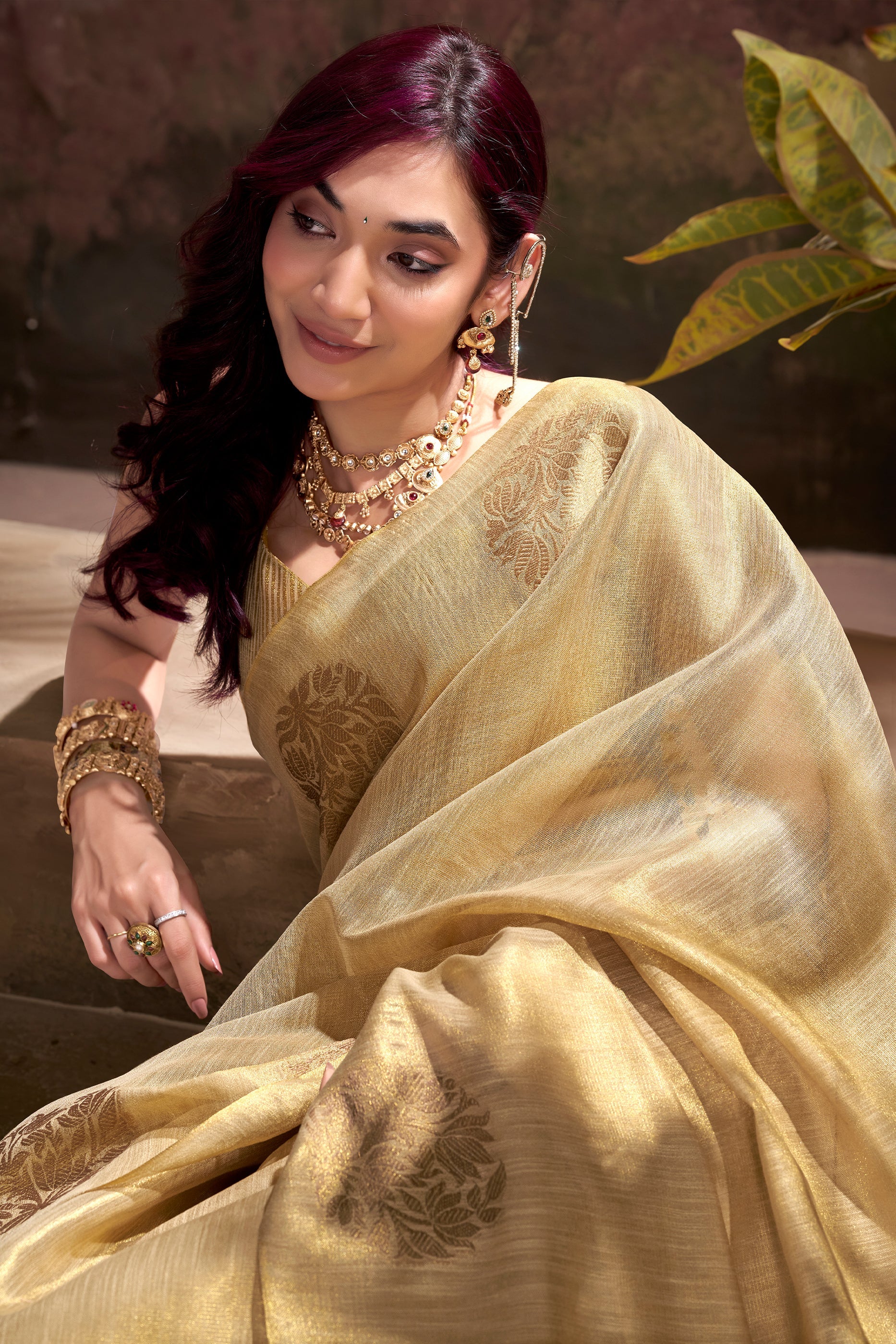 Beige Woven Tissue Silk Saree-SAR10014_3_SareeButa.com