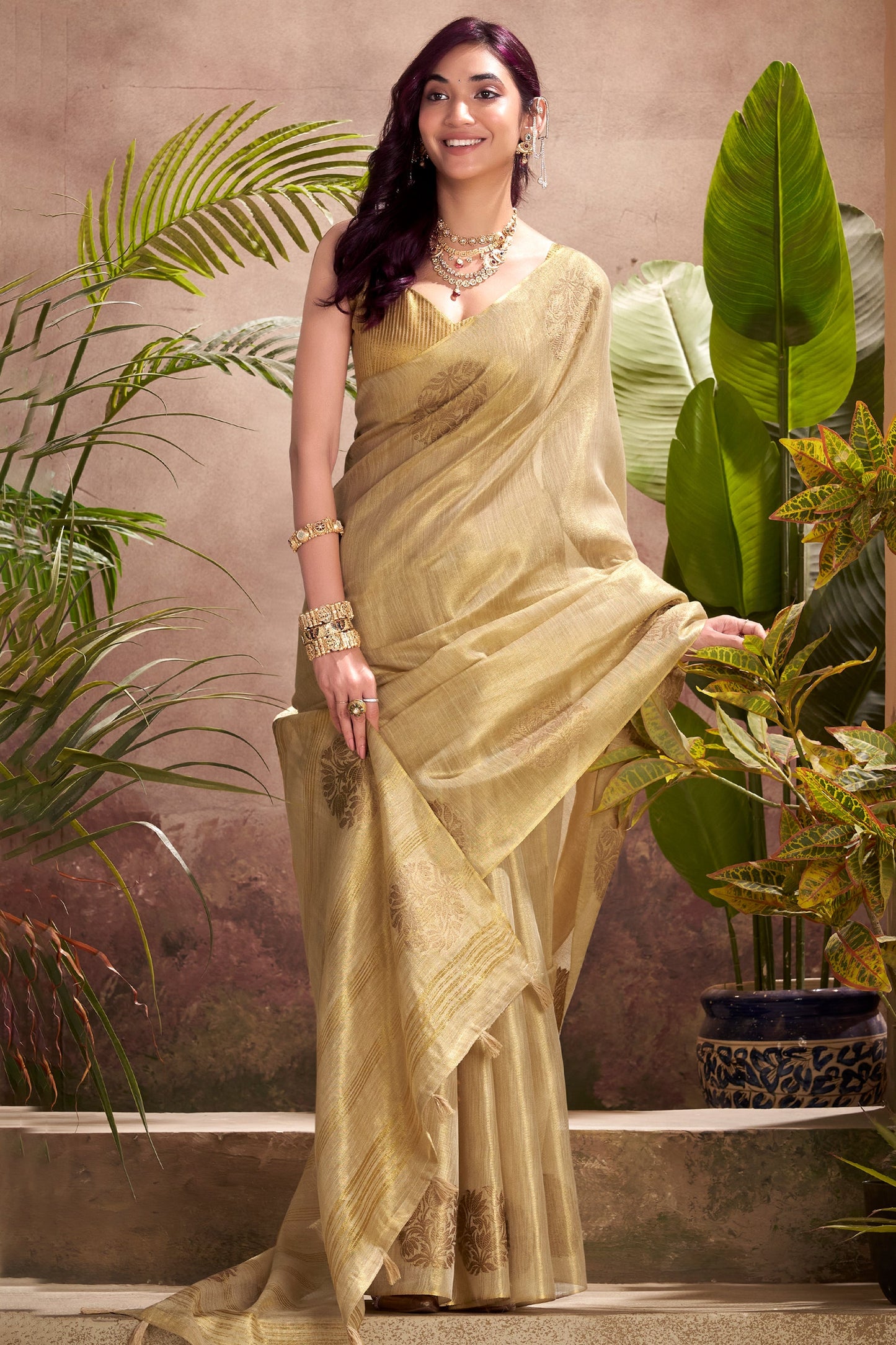 Beige Woven Tissue Silk Saree-SAR10014_4_SareeButa.com