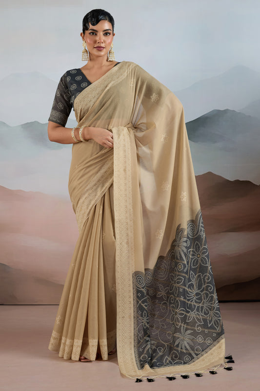 Beige Woven Viscose Cotton Saree-SAR12303_1_SareeButa.com