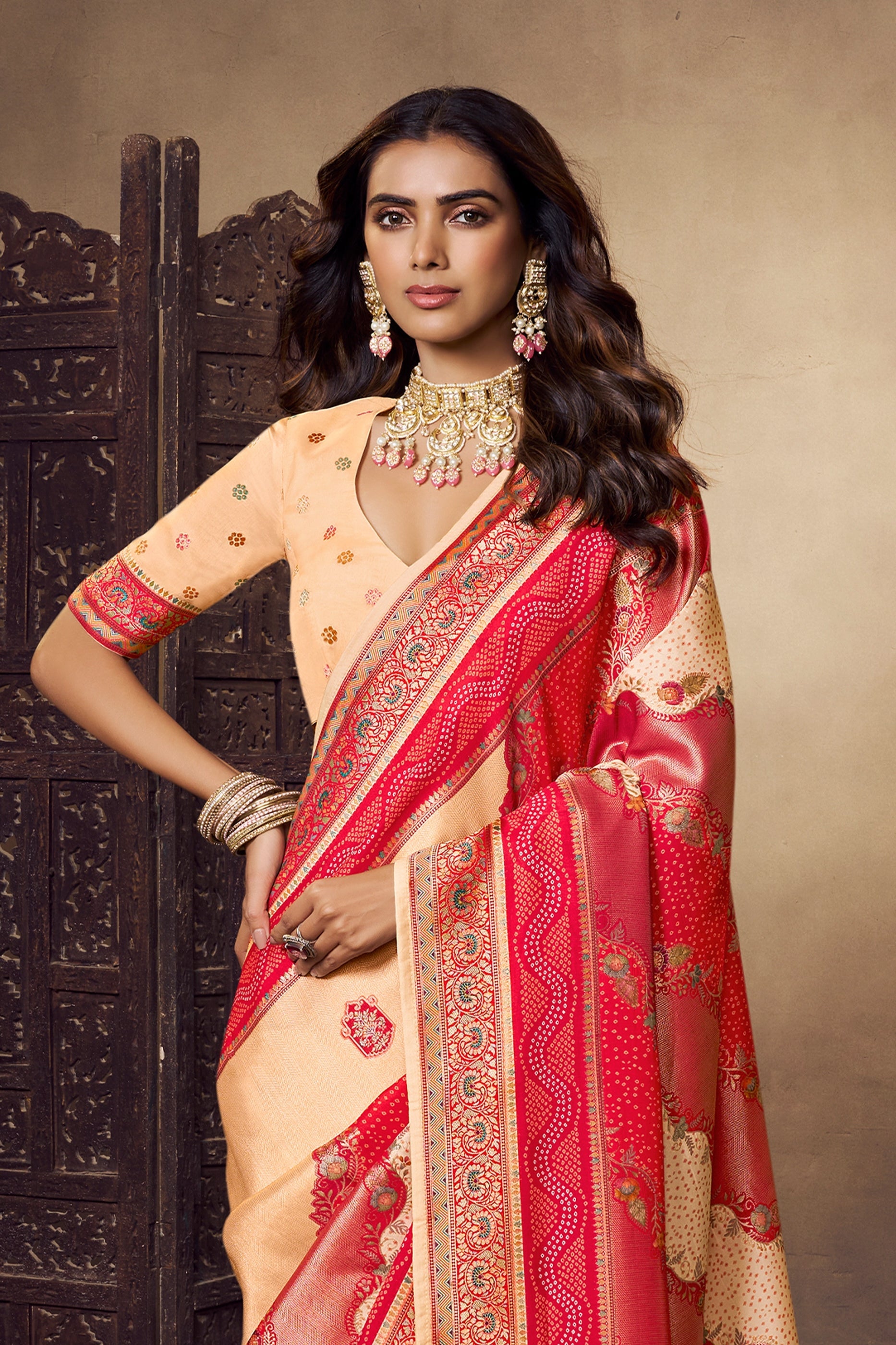 Beige Woven Viscose Silk Saree-SAR11019_3_SareeButa.com