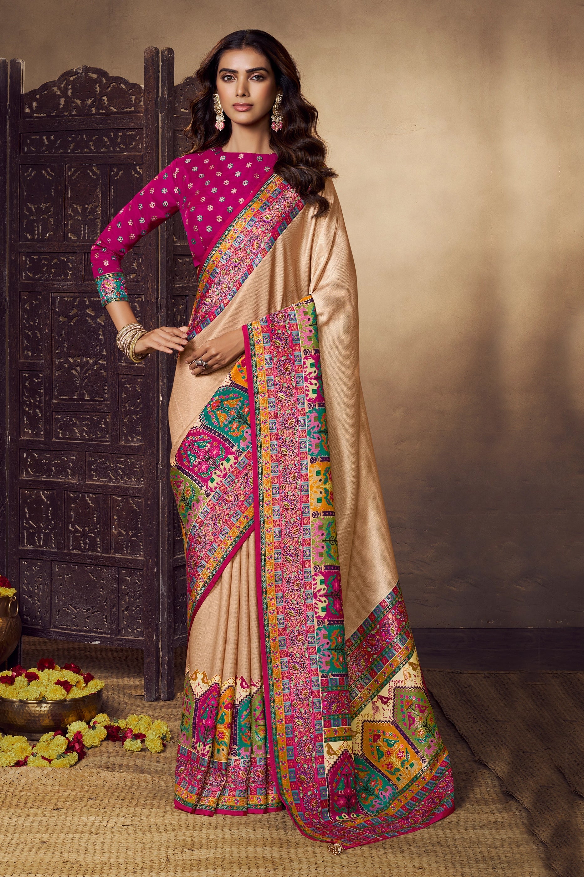 Beige Woven Viscose Silk Saree-SAR11025_1_SareeButa.com
