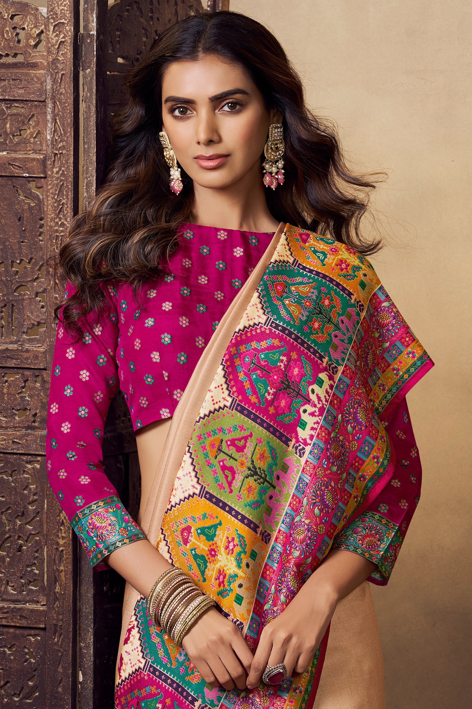 Beige Woven Viscose Silk Saree-SAR11025_2_SareeButa.com