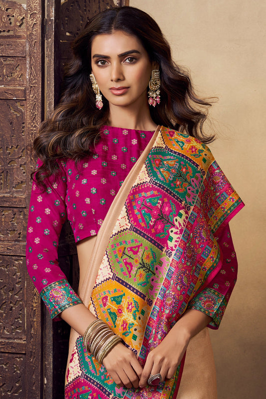 Beige Woven Viscose Silk Saree-SAR11025_2_SareeButa.com