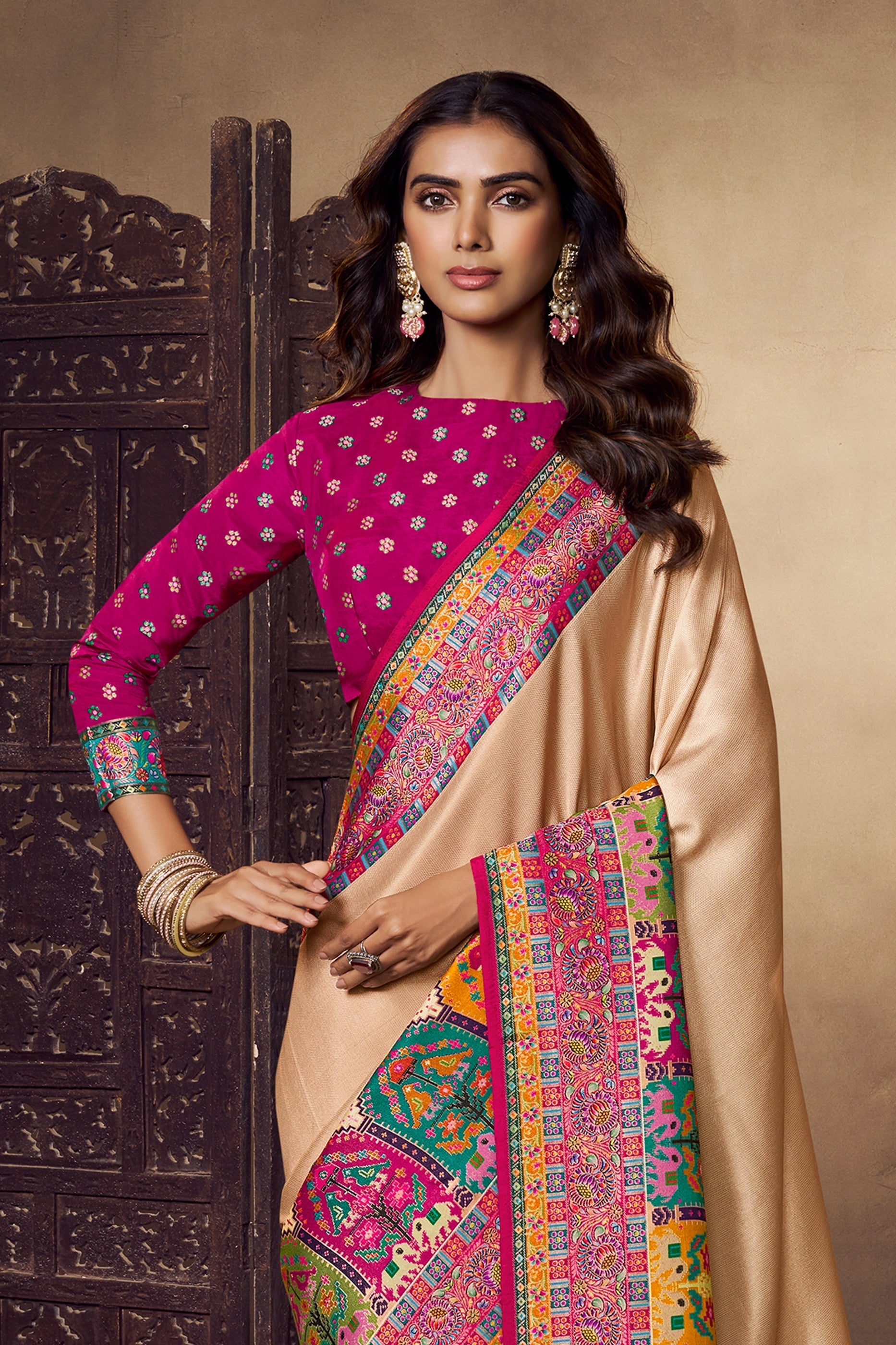 Beige Woven Viscose Silk Saree-SAR11025_3_SareeButa.com