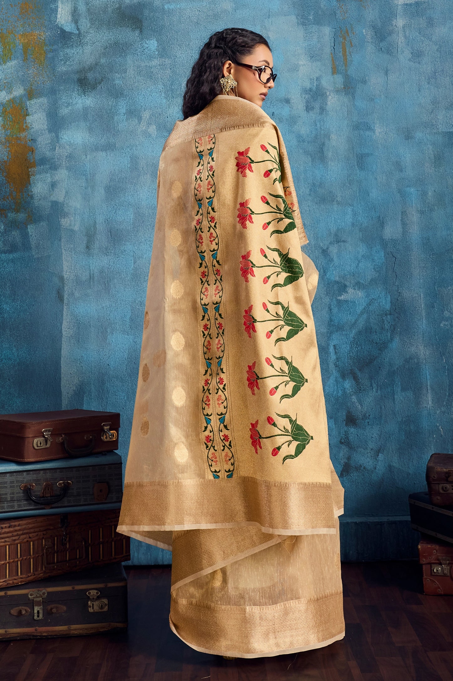 Beige Woven Zari Tissue Saree-SAR12356_4_SareeButa.com