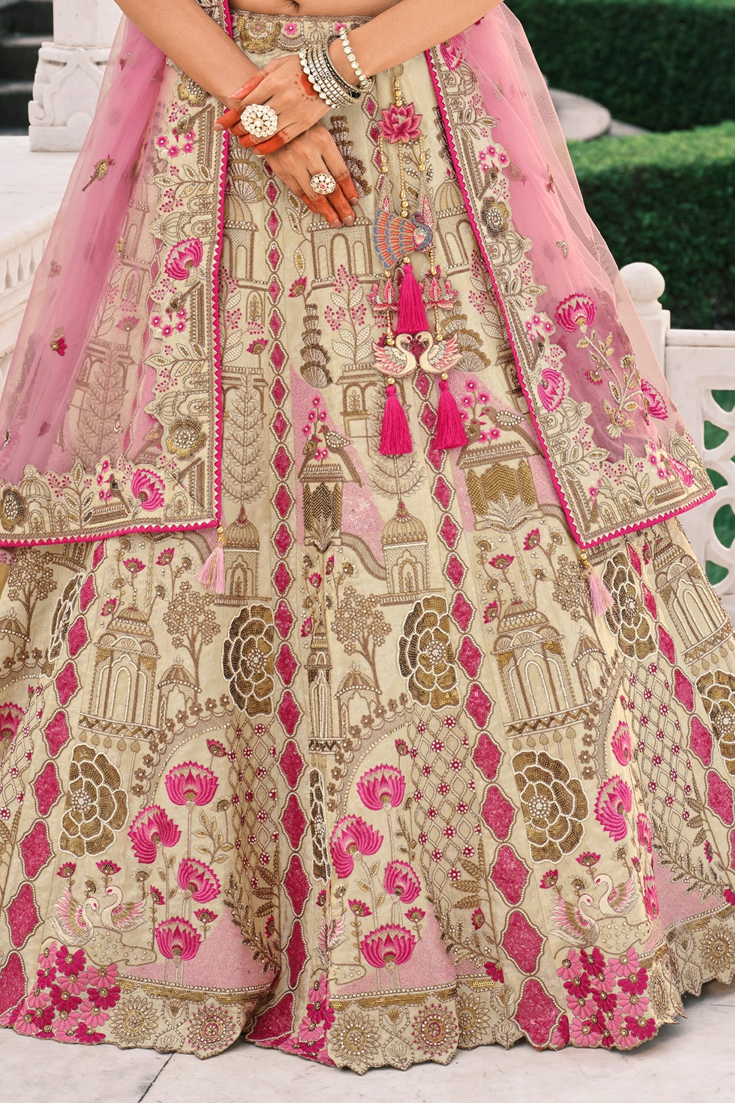 Beige and Pink Semi-Stitched Embroidered Silk Lehenga-SAR10432_4_SareeButa.com