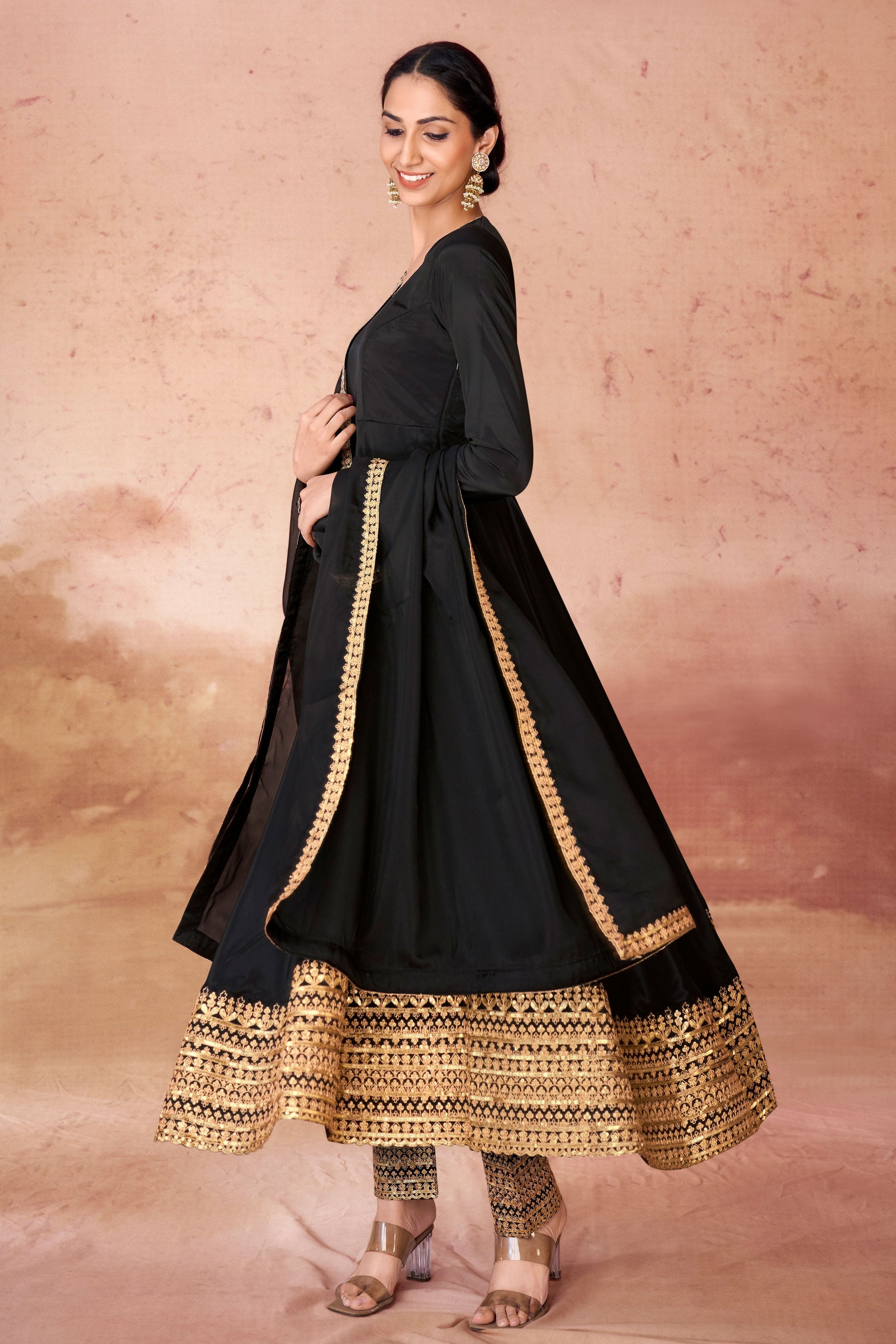black colour anarkali dress Buy Black Embroidery Crepe Anarkali Anarkali Suit ss119