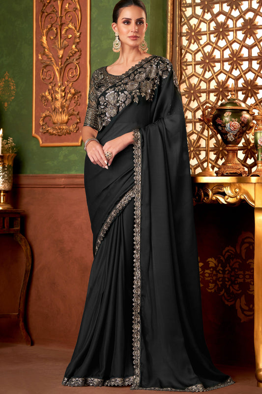 Black Embroidered Chiffon Silk Saree-ZB133559_1_SareeButa.com