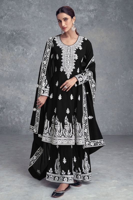 black-embroidered-chinon-sharara-suit-zbss100058_1_SareeButa.com
