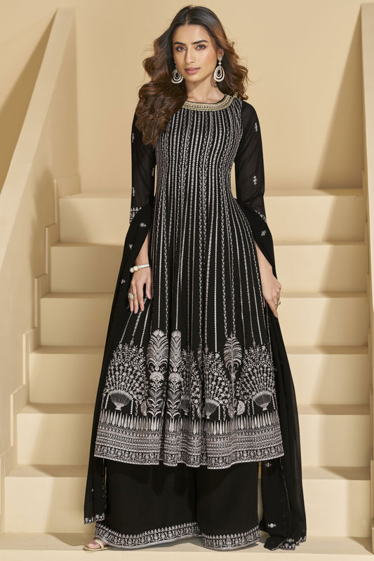 Black Readymade Heavy Work Georgette Suit-SS931_1_SareeButa.com