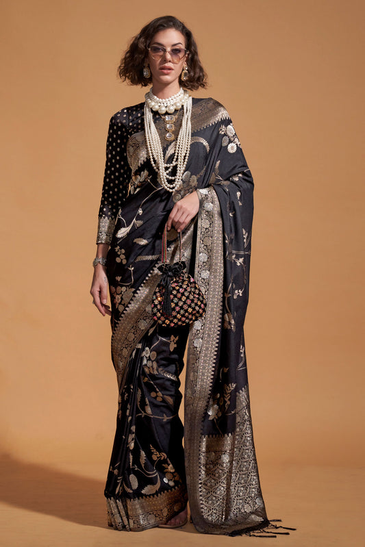 Black Woven Georgette Saree-ZB133025_1_SareeButa.com