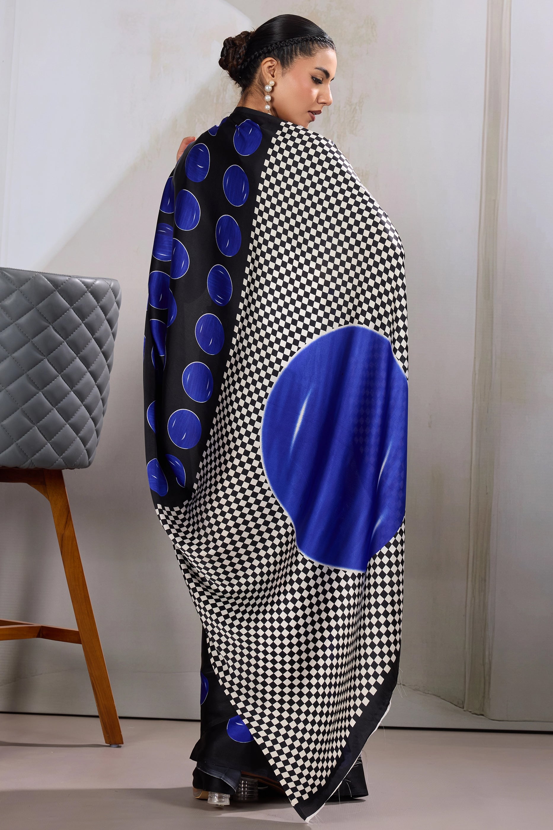 Black And Blue Printed Satin Saree-SAR11857_4_SareeButa.com