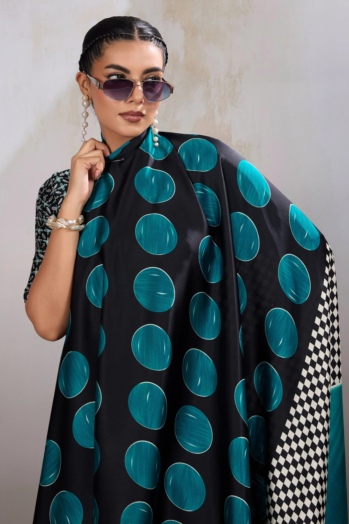 Black And Green Printed Satin Saree-SAR11855_2_SareeButa.com