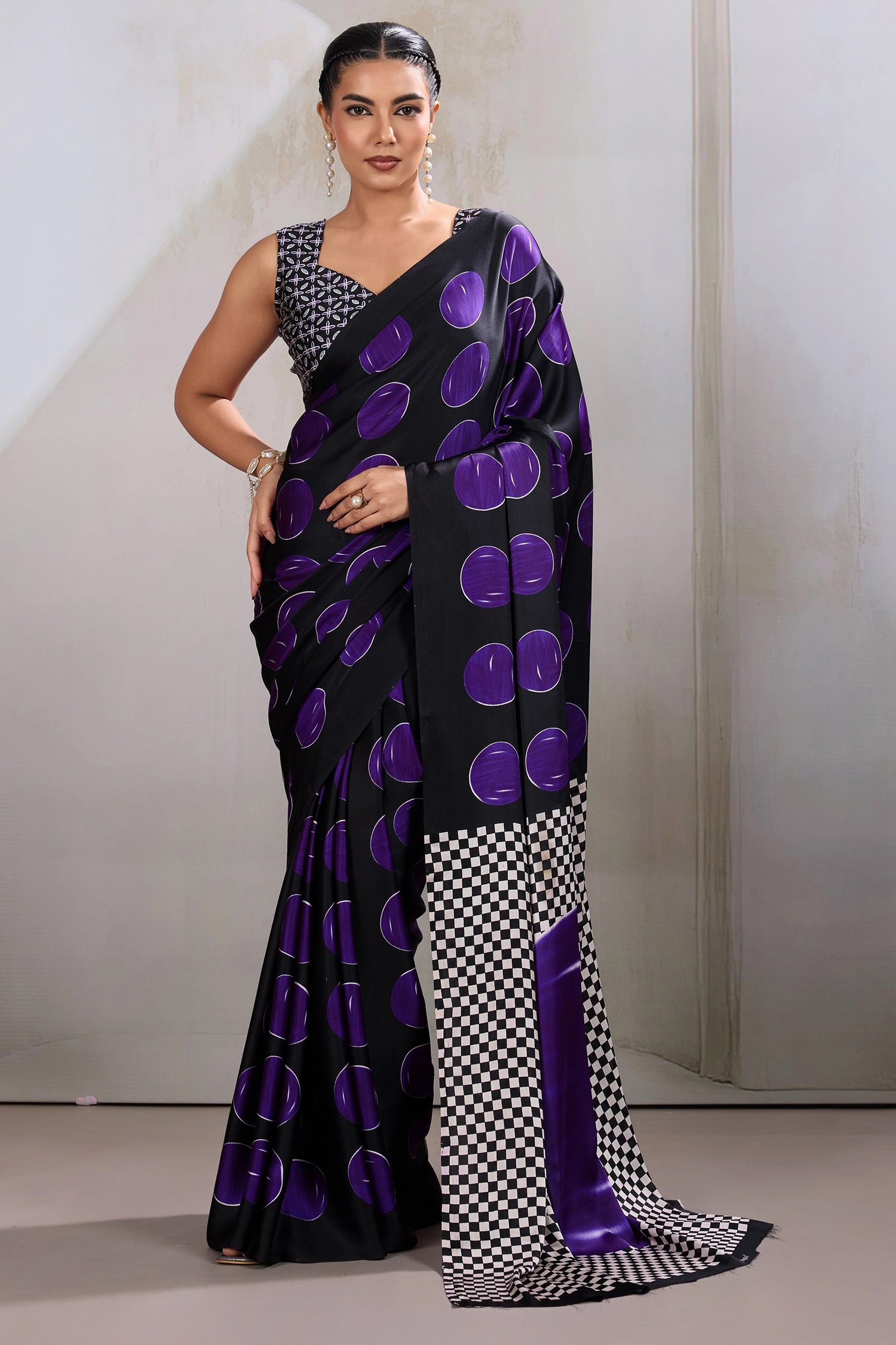 Black And Purple Printed Satin Saree-SAR11860_1_SareeButa.com