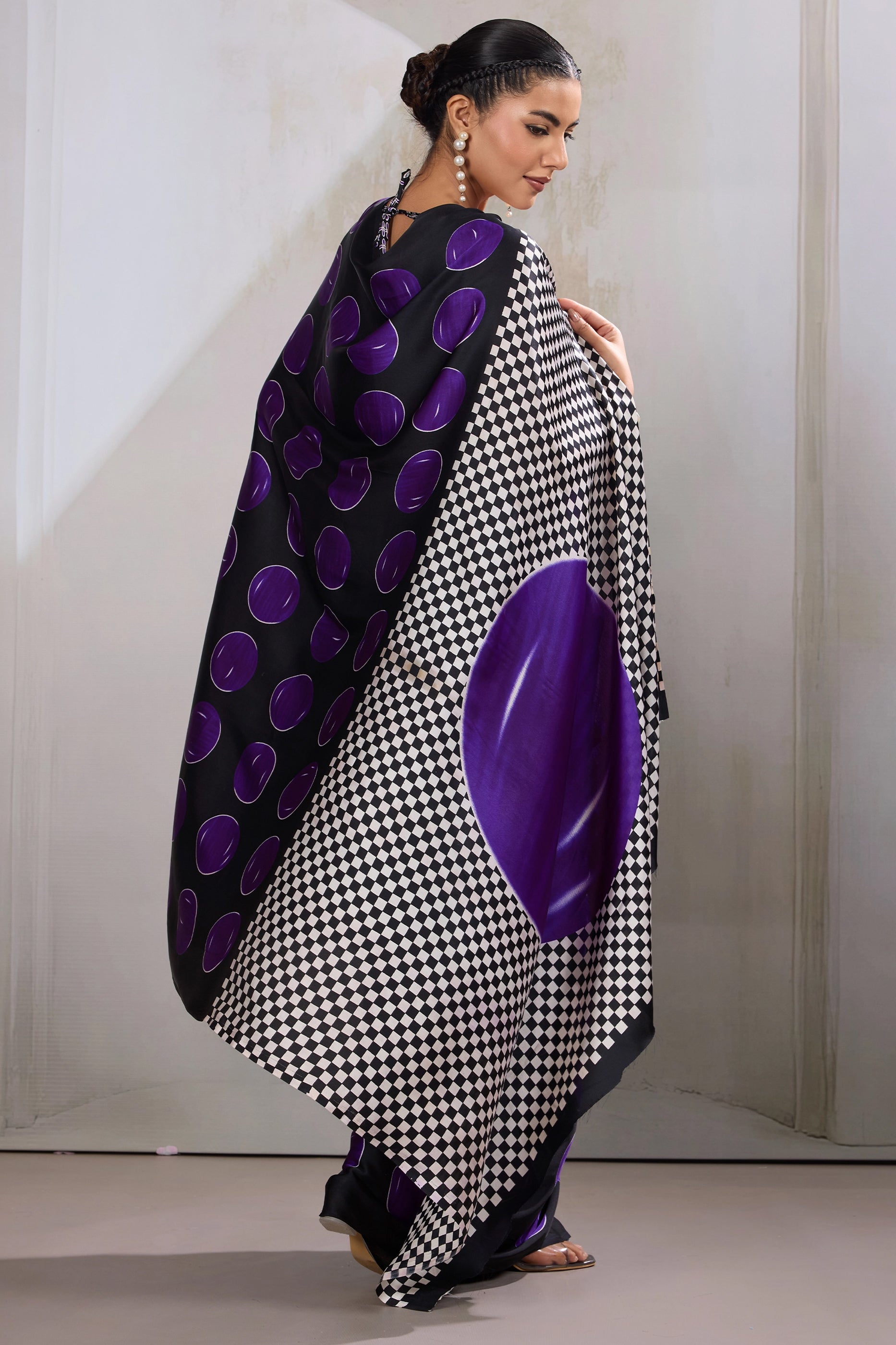 Black And Purple Printed Satin Saree-SAR11860_4_SareeButa.com