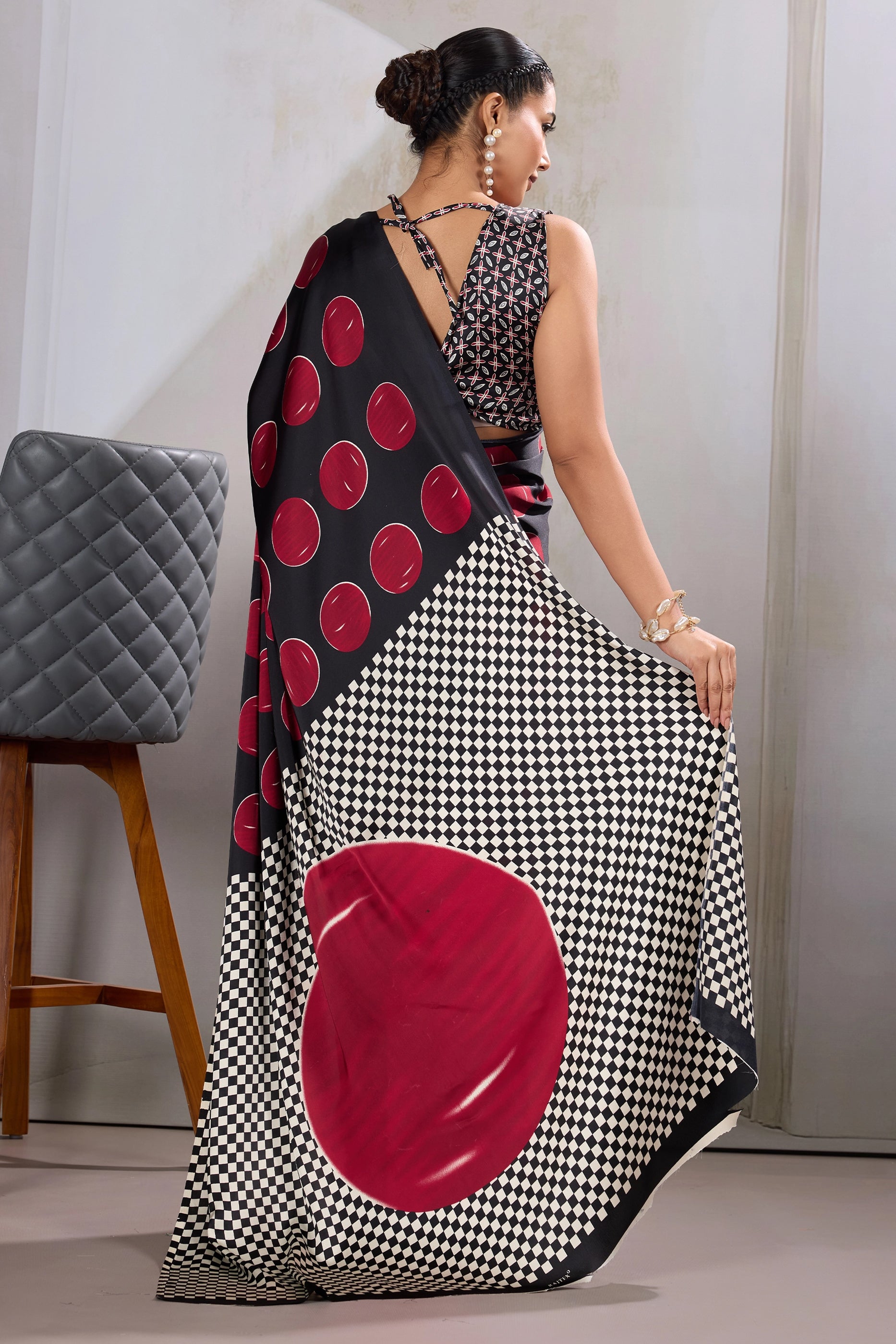 Black And Red Printed Satin Saree-SAR11858_4_SareeButa.com