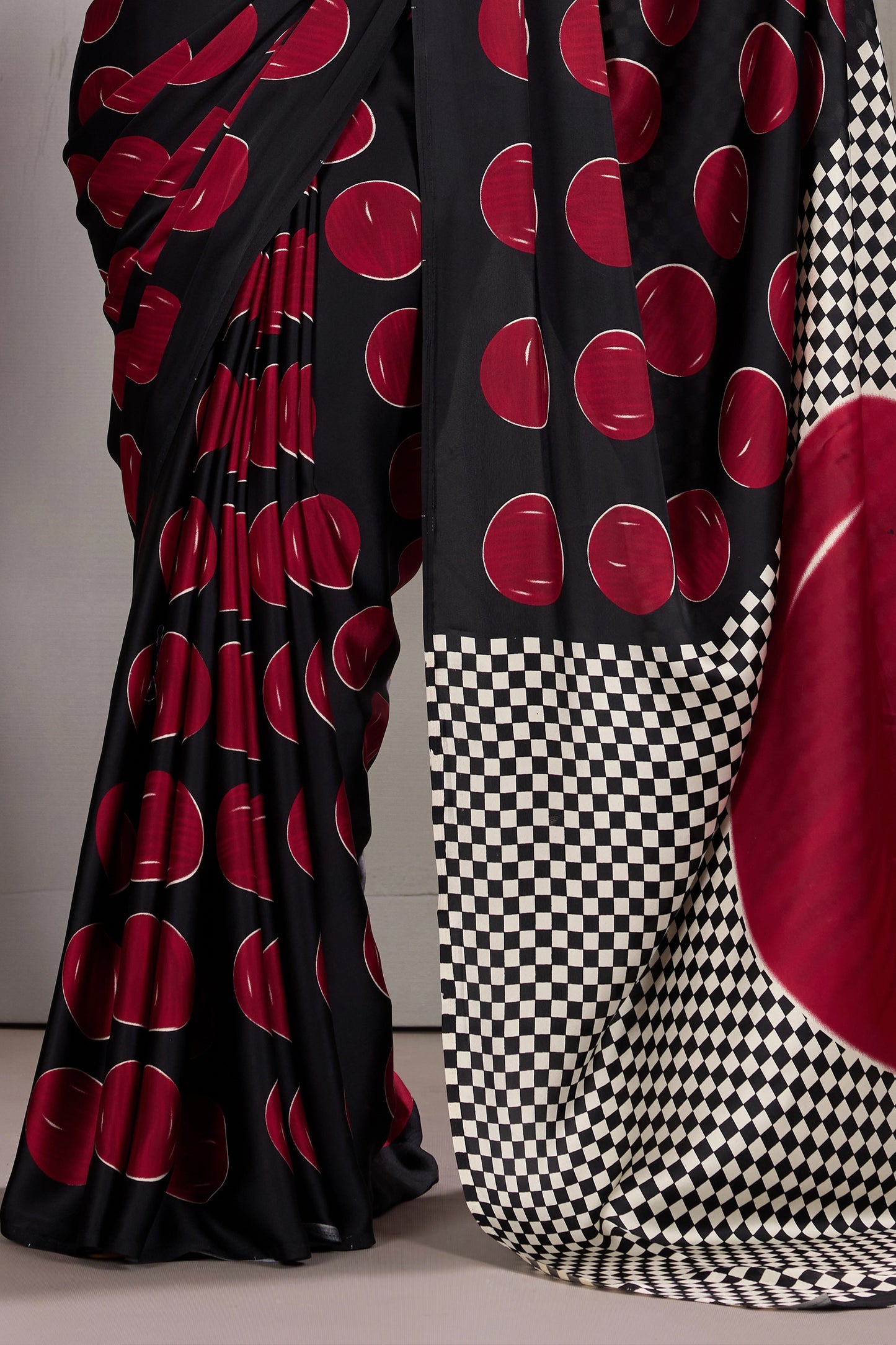 Black And Red Printed Satin Saree-SAR11858_5_SareeButa.com