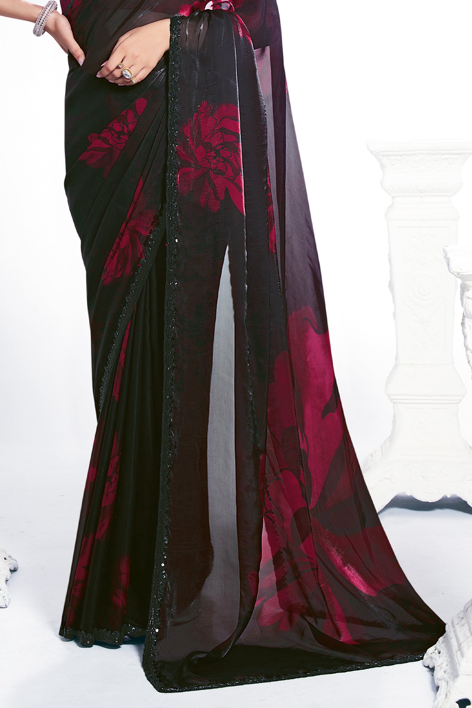 Black Digital Printed Satin Silk Saree-SAR10257_5_SareeButa.com