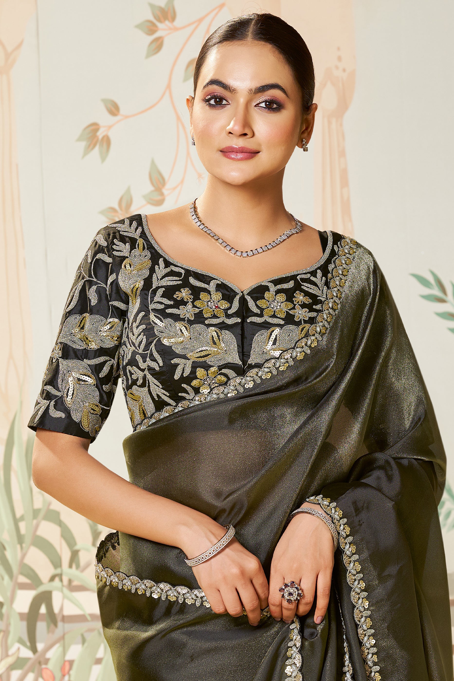 Black Embroidered Organza Silk Saree-SAR10477_2_SareeButa.com