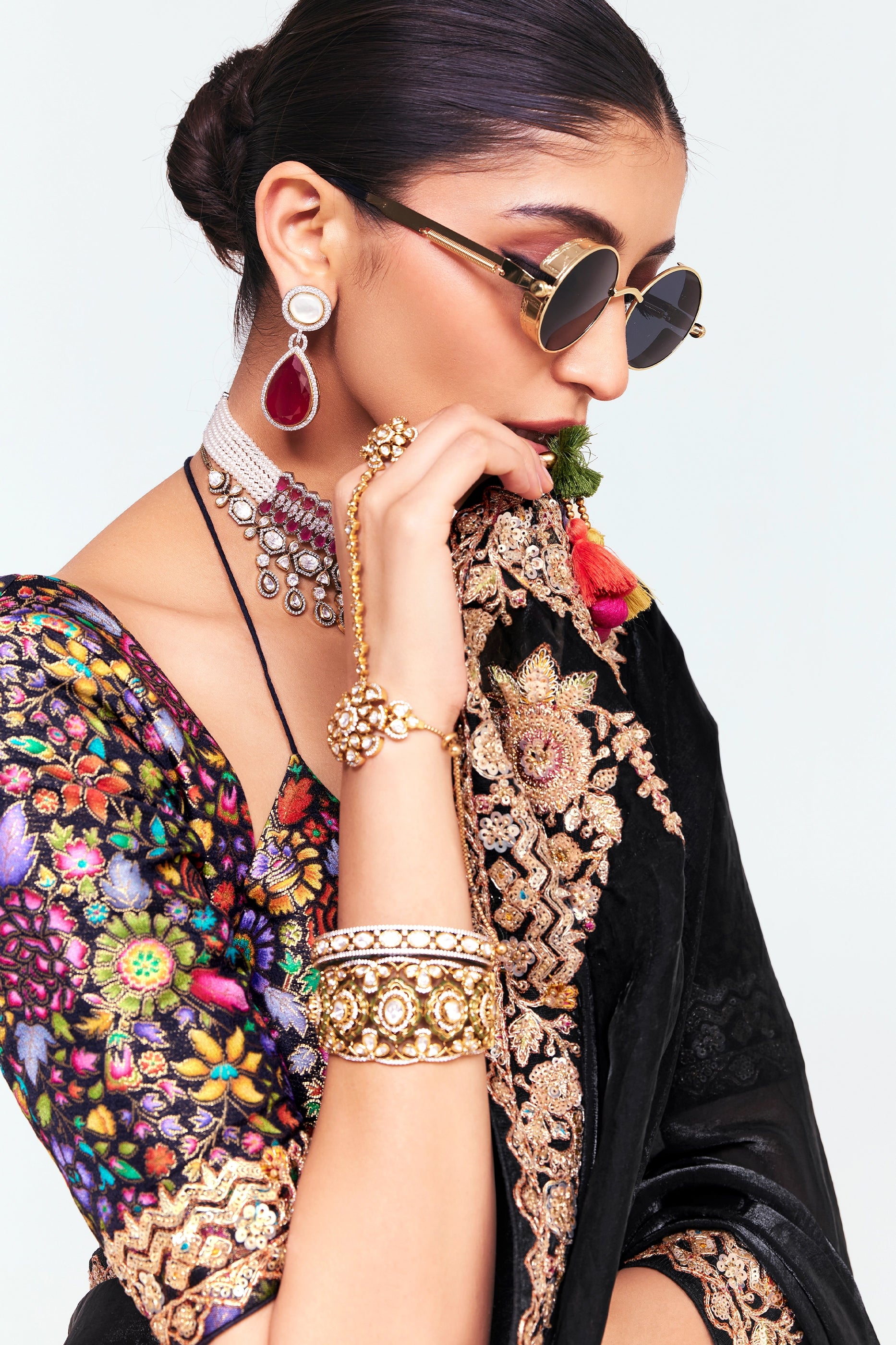 Black Embroidered Satin Organza Saree-SAR12246_2_SareeButa.com