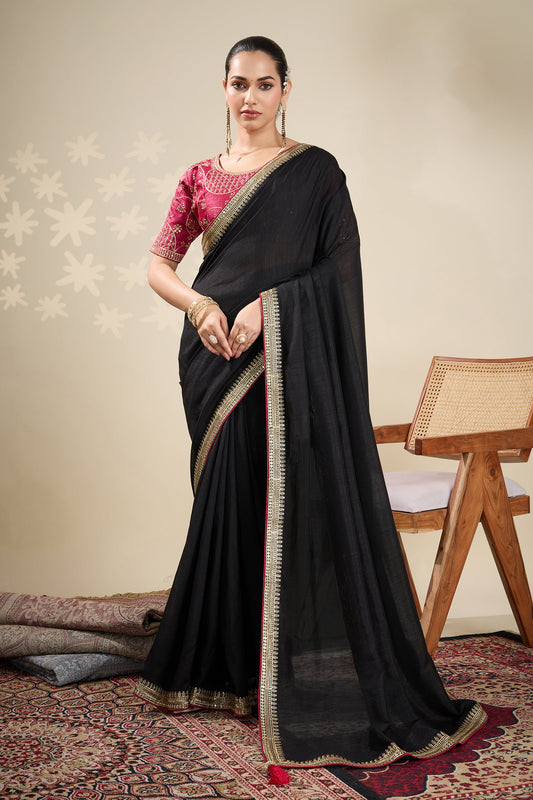Black Embroidered Silk Saree-SAR10638_1_SareeButa.com