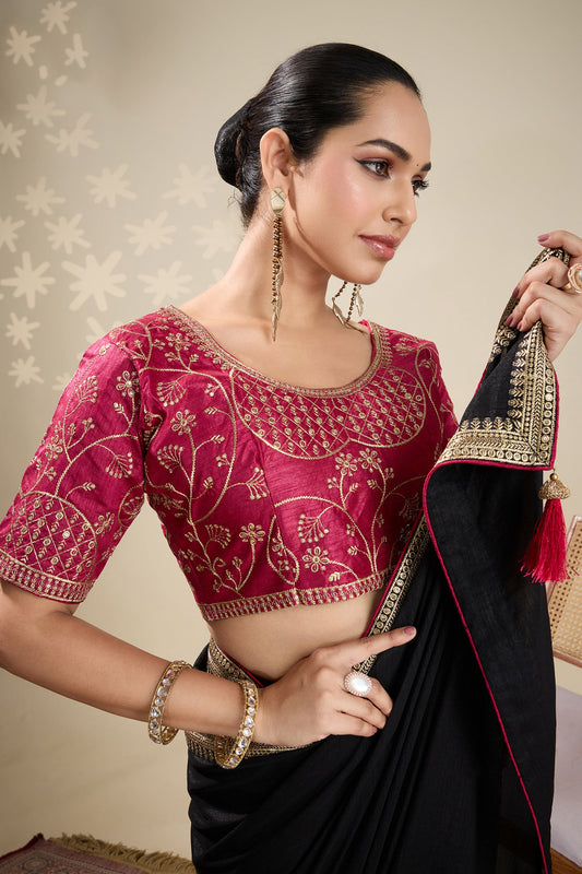 Black Embroidered Silk Saree-SAR10638_2_SareeButa.com
