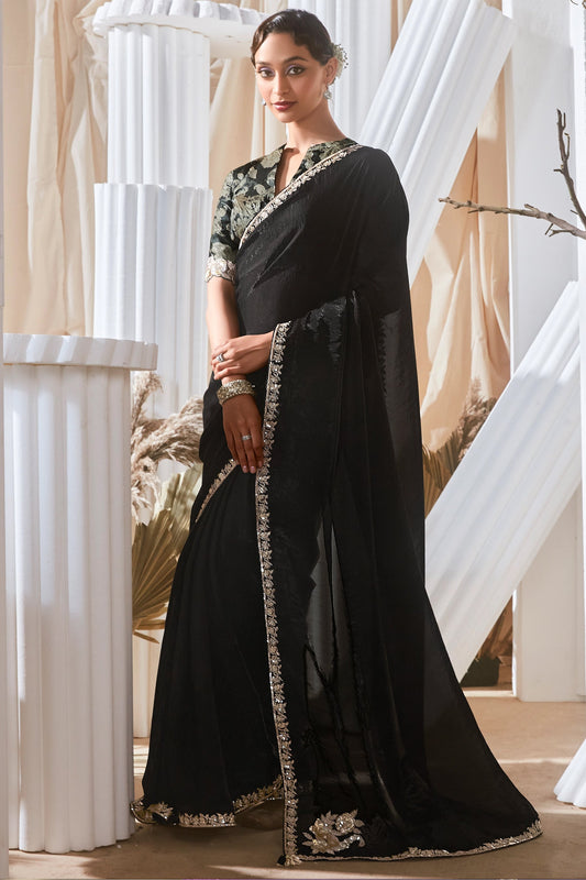 Black Embroidered Tissue Silk Saree-SAR10225_1_SareeButa.com
