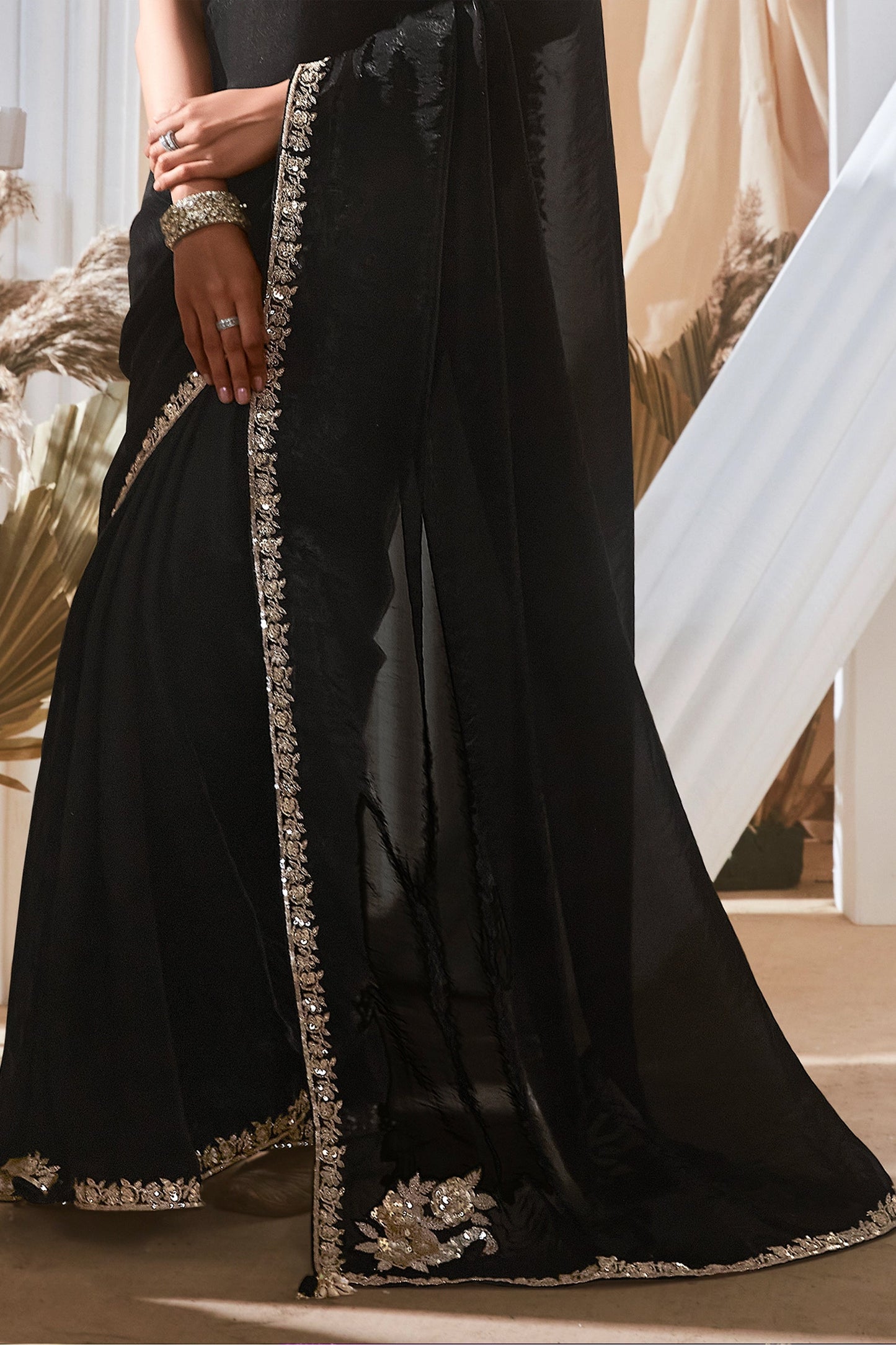 Black Embroidered Tissue Silk Saree-SAR10225_5_SareeButa.com