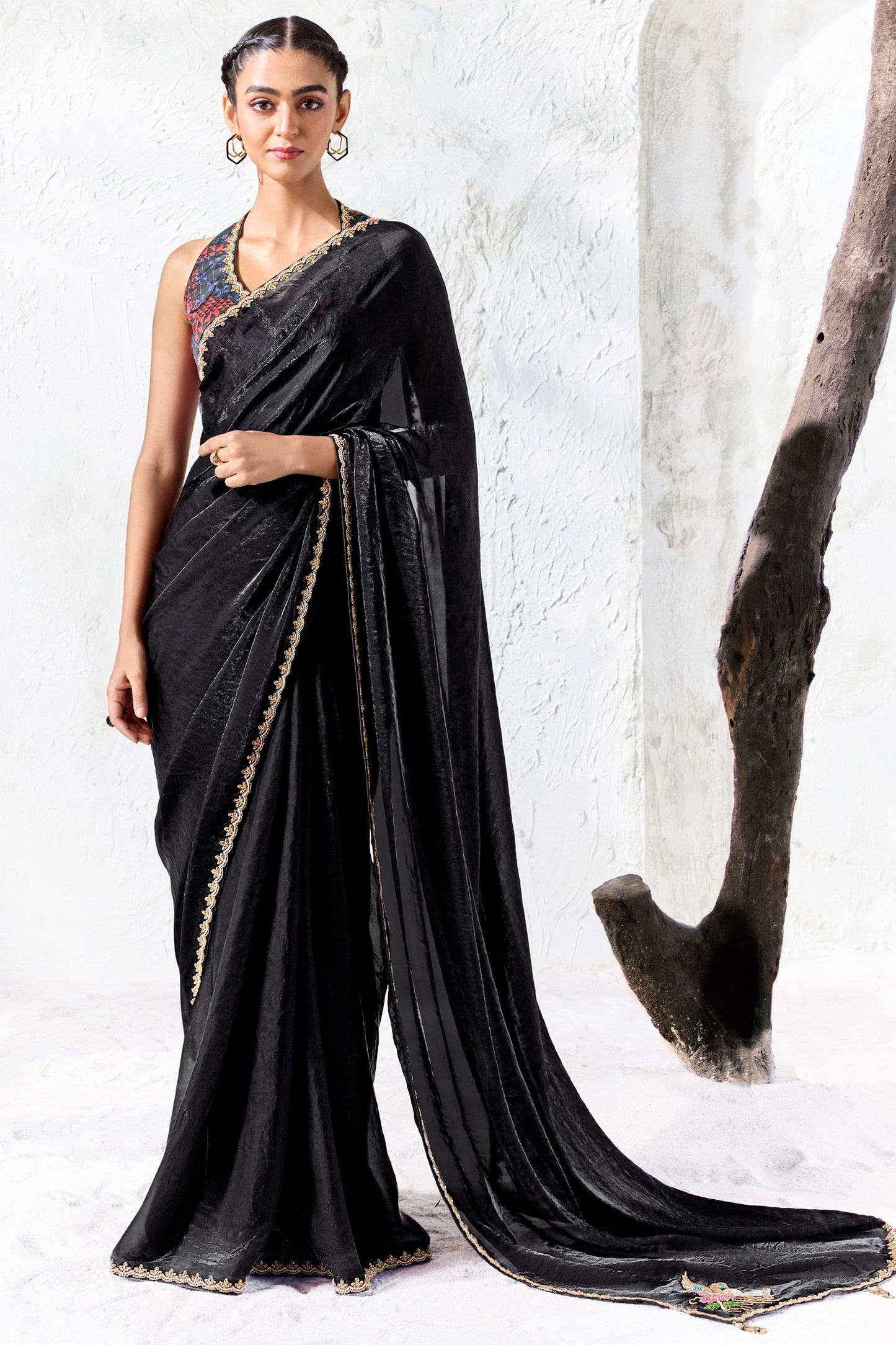 Black Embroidered Tissue Silk Saree-SAR13152_1_SareeButa.com
