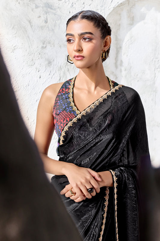 Black Embroidered Tissue Silk Saree-SAR13152_2_SareeButa.com