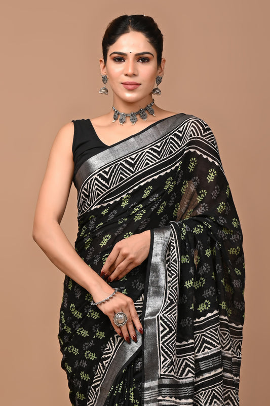 black-handblock-print-cotton-linen-saree-zb132613_2_SareeButa.com