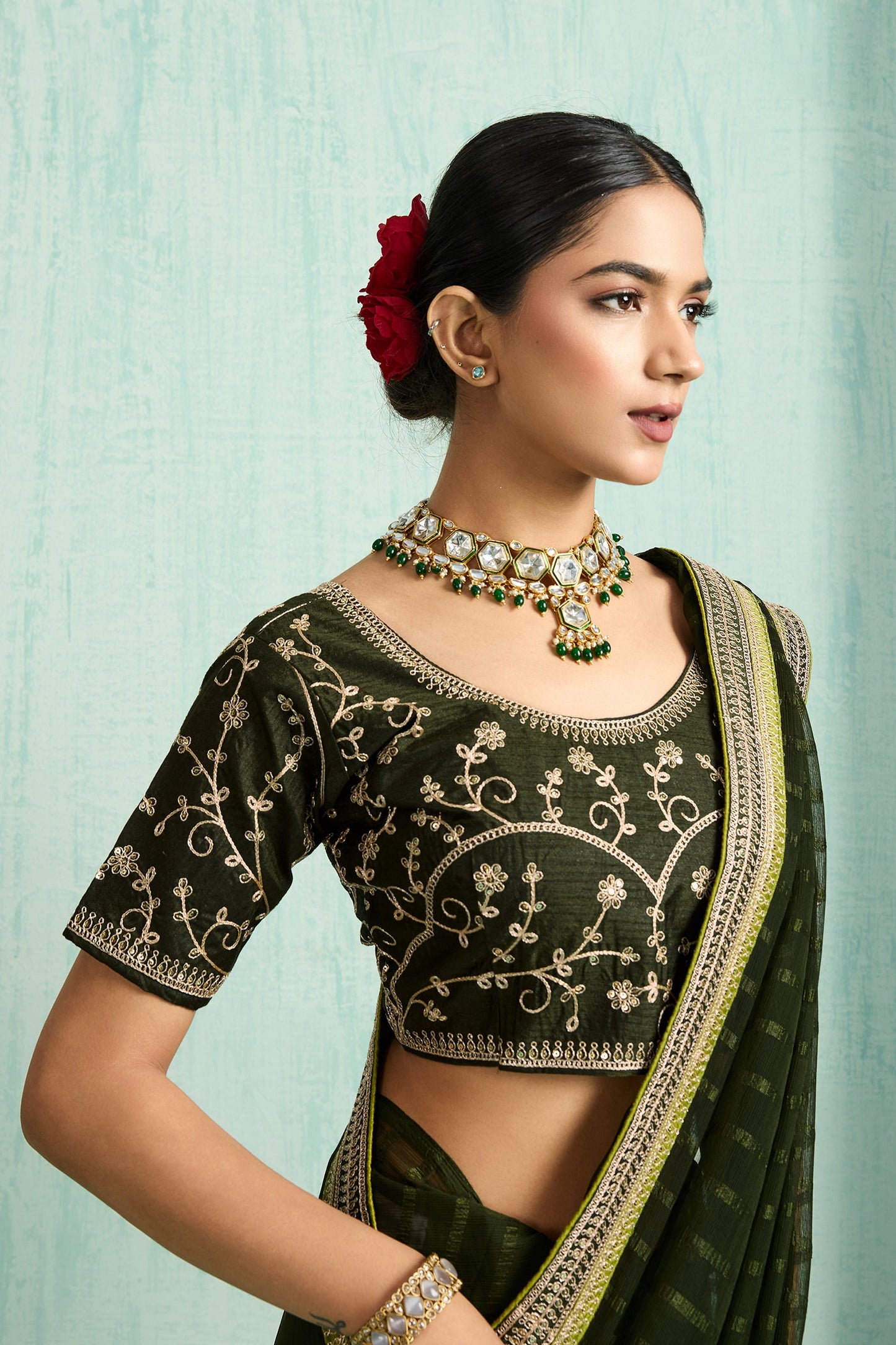 Black Lace Work Chiffon Saree-SAR10622_2_SareeButa.com