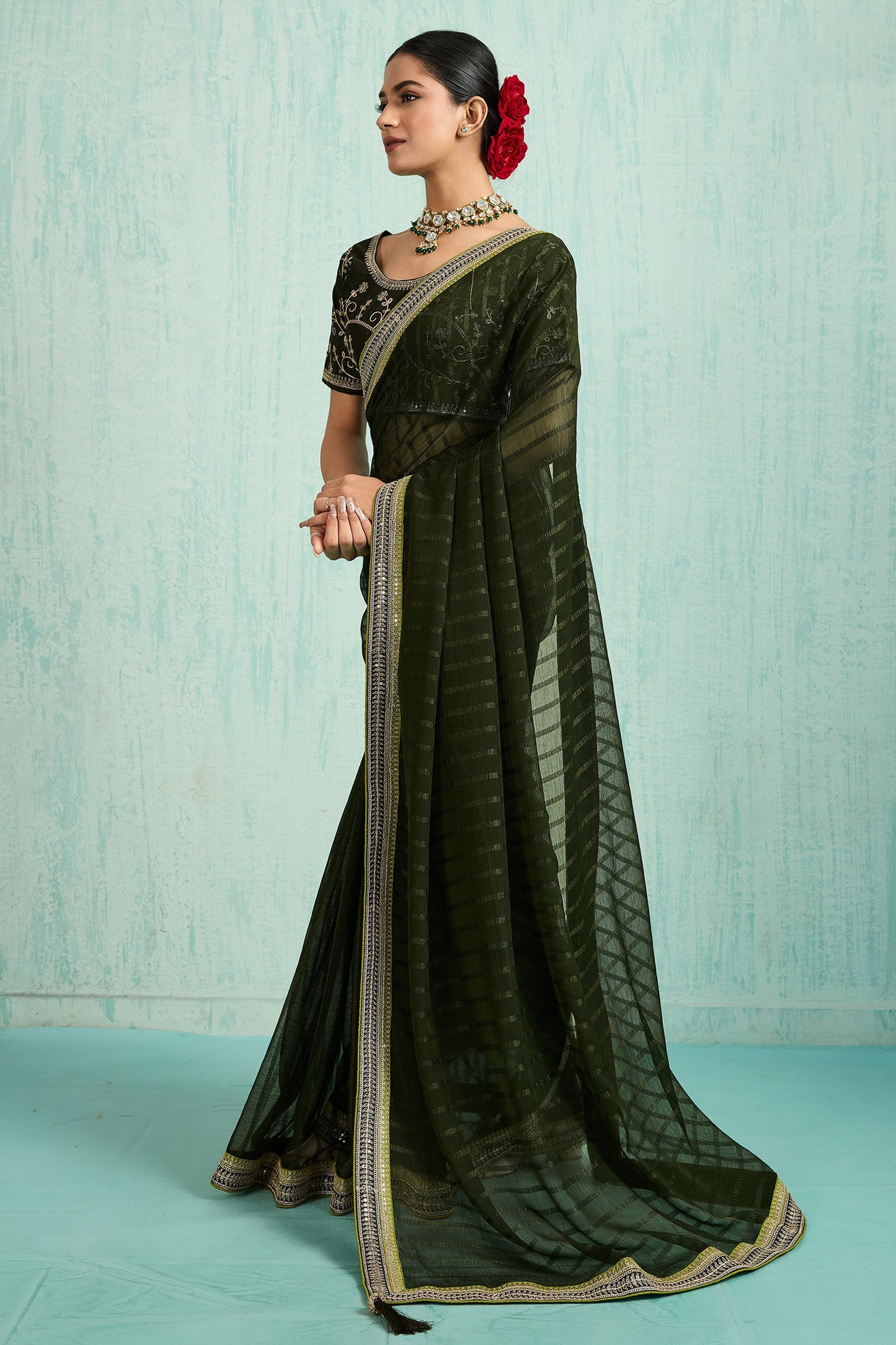 Black Lace Work Chiffon Saree-SAR10622_4_SareeButa.com