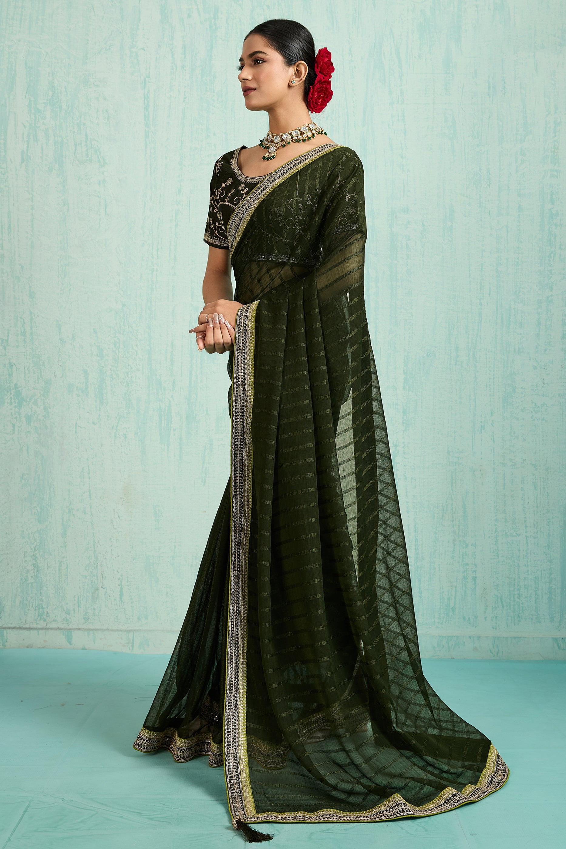 Black Lace Work Chiffon Saree-SAR10622_4_SareeButa.com