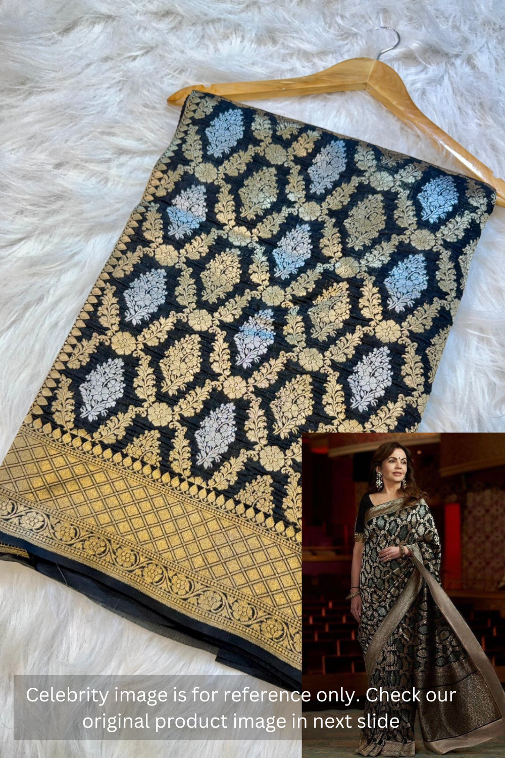 Black Nita Ambani Inspired Banarasi Saree-ZB134120_1_SareeButa.com