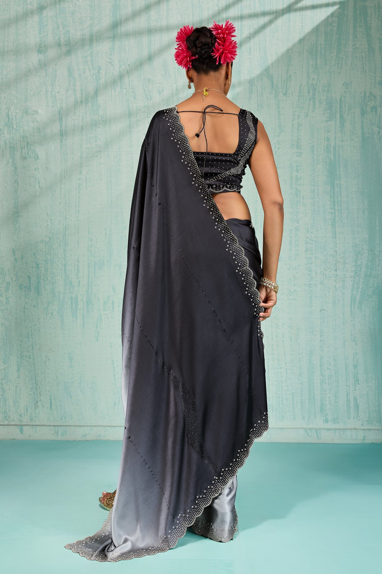 Black Ombre Stone Work Satin Silk Saree-SAR10425_5_SareeButa.com