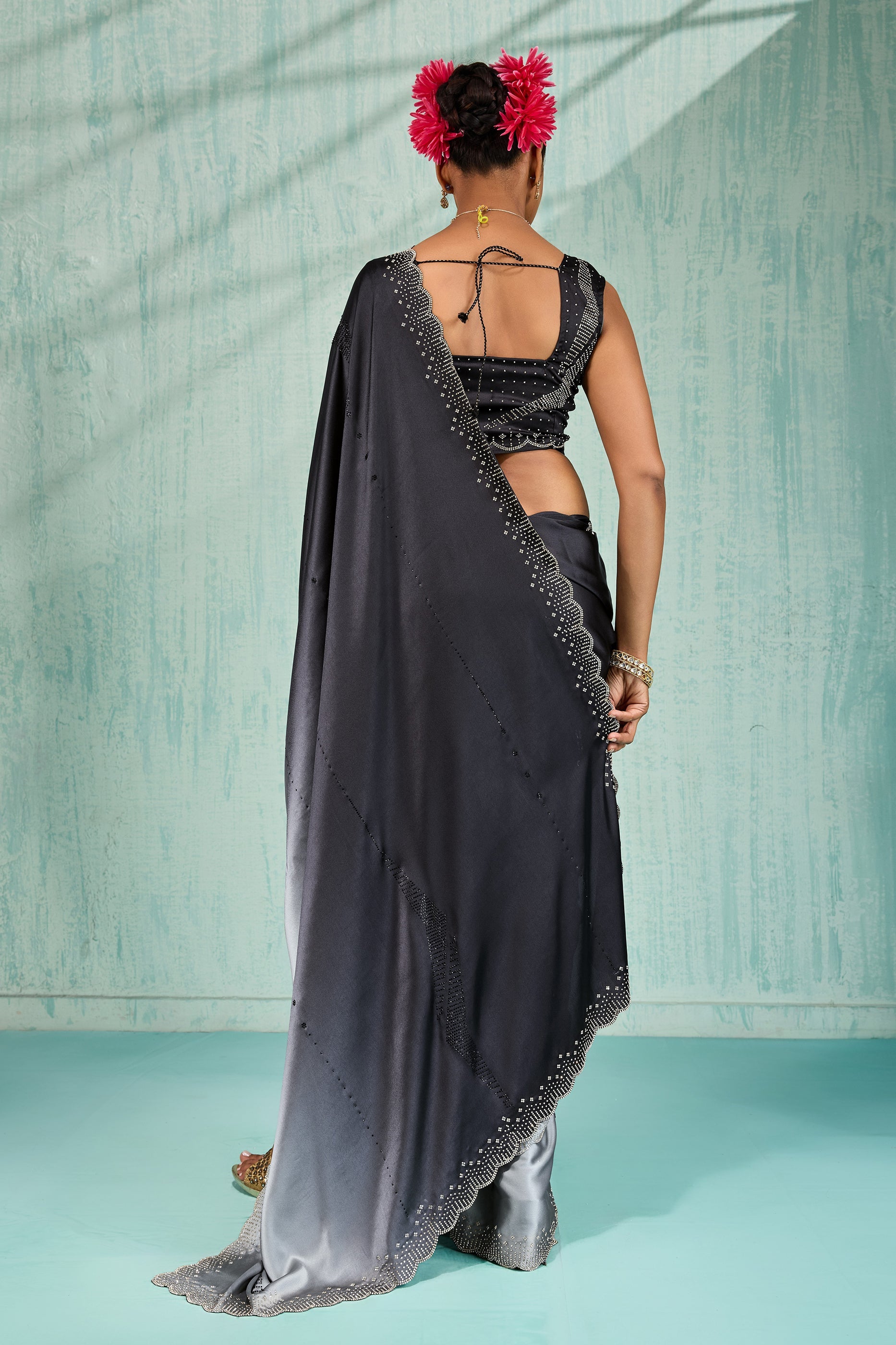 Black Ombre Stone Work Satin Silk Saree-SAR10425_5_SareeButa.com