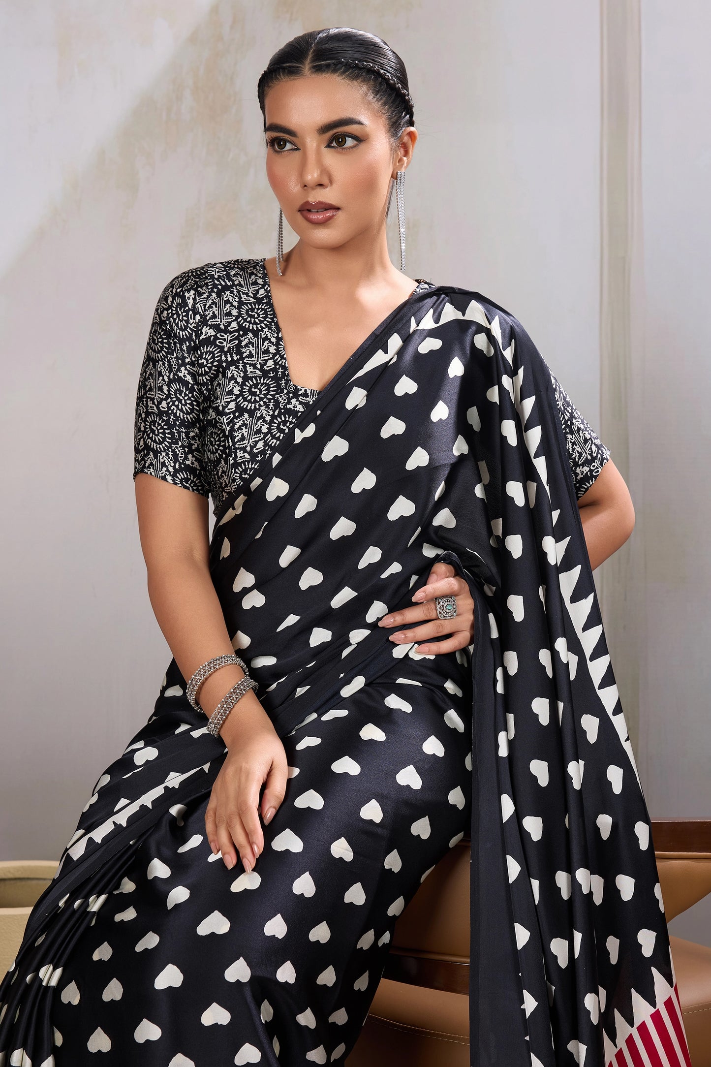 Black Printed Satin Saree-SAR11851_2_SareeButa.com