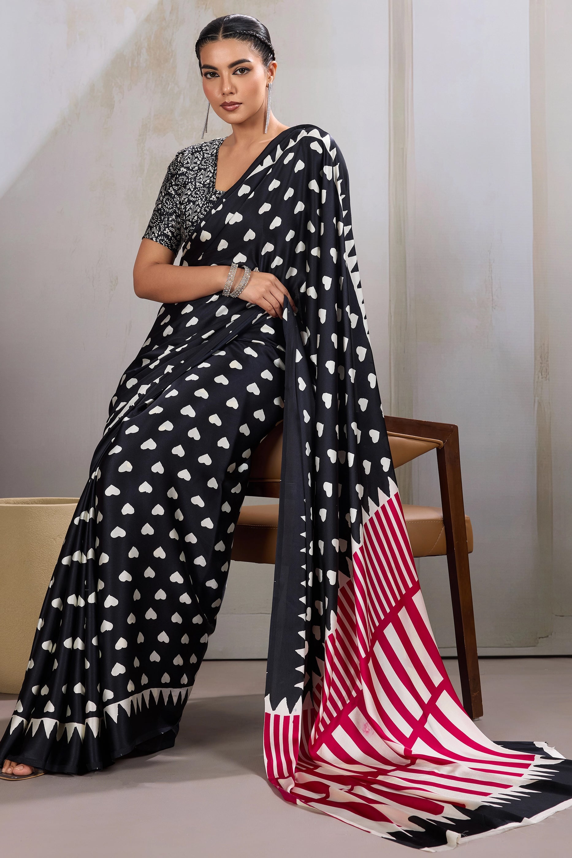 Black Printed Satin Saree-SAR11851_3_SareeButa.com