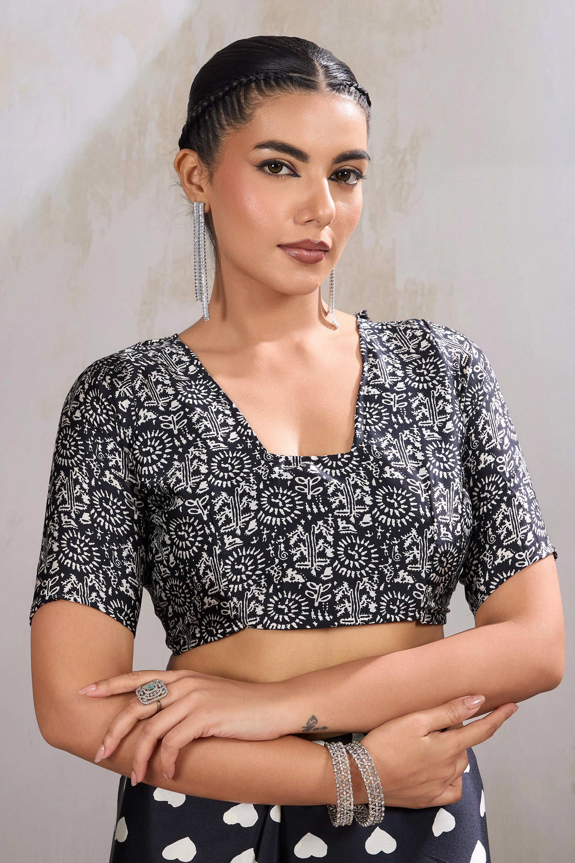 Black Printed Satin Saree-SAR11851_4_SareeButa.com