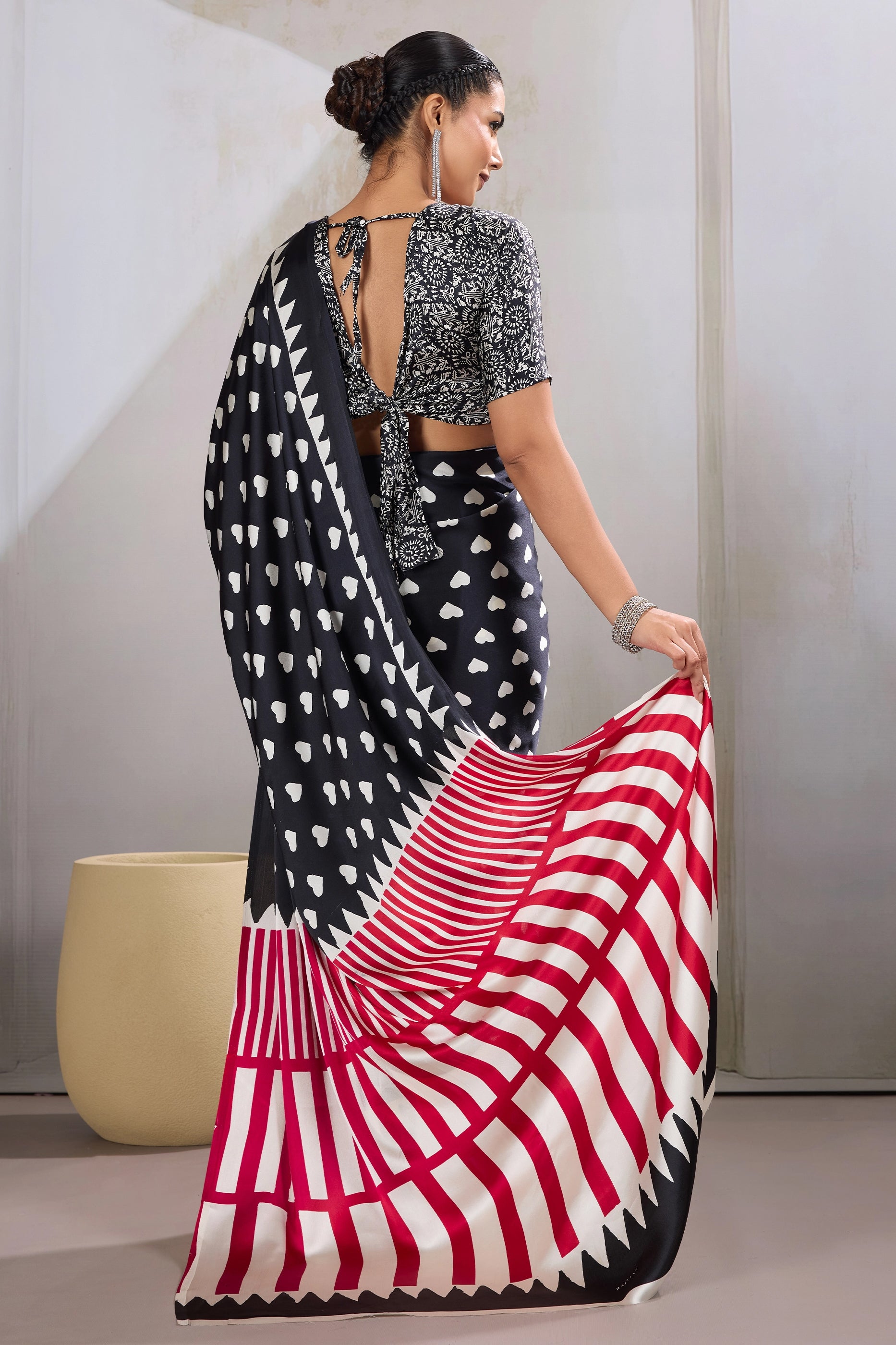 Black Printed Satin Saree-SAR11851_5_SareeButa.com