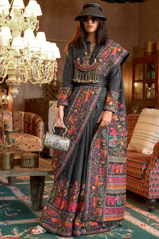 Black Printed Silk Saree-SAR11269_1_SareeButa.com