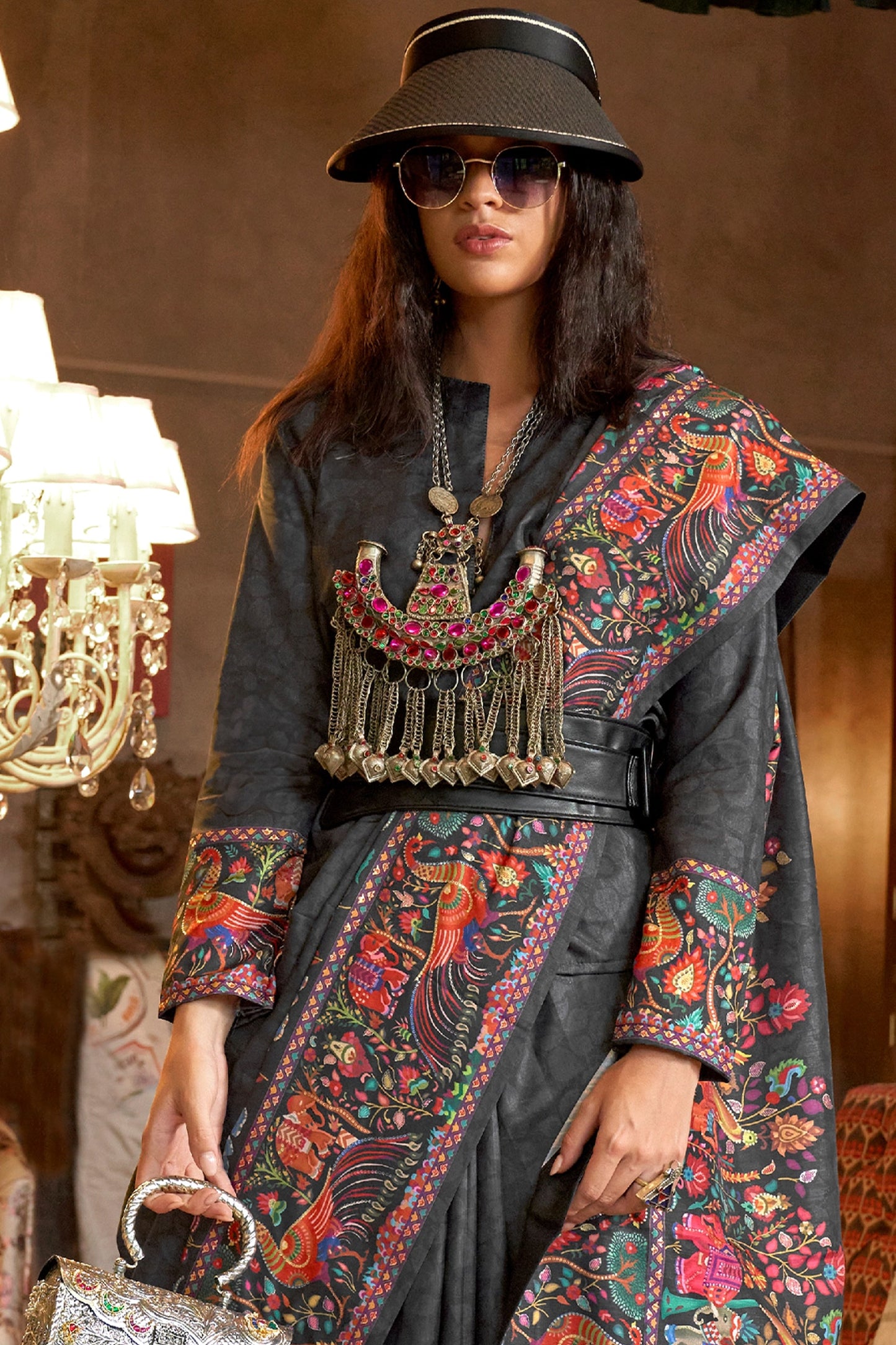 Black Printed Silk Saree-SAR11269_3_SareeButa.com