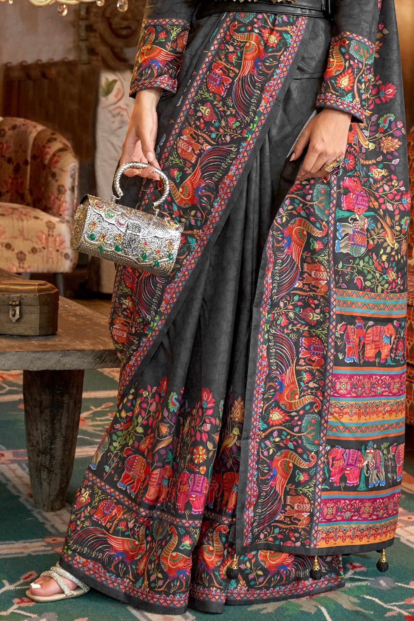 Black Printed Silk Saree-SAR11269_4_SareeButa.com