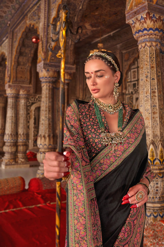 Black Printed Silk Saree-SAR11290_2_SareeButa.com