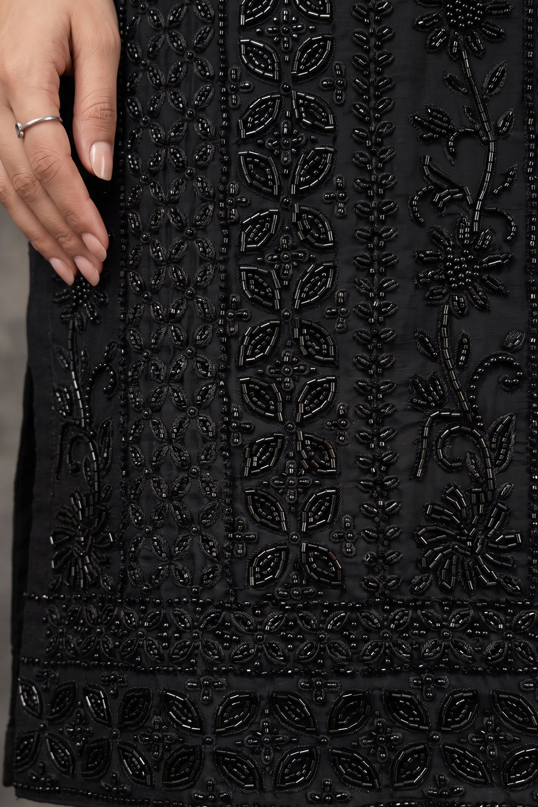 Black Readymade Bead Work Chinon Palazzo Suit-SAR12981_4_SareeButa.com
