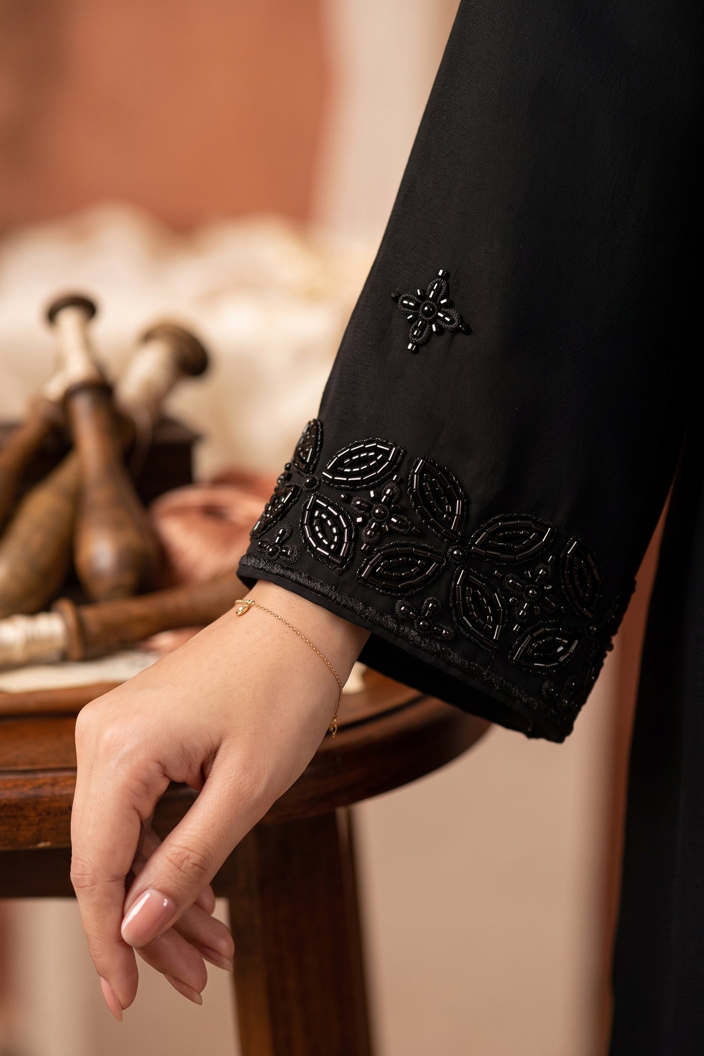 Black Readymade Bead Work Chinon Palazzo Suit-SAR12981_5_SareeButa.com