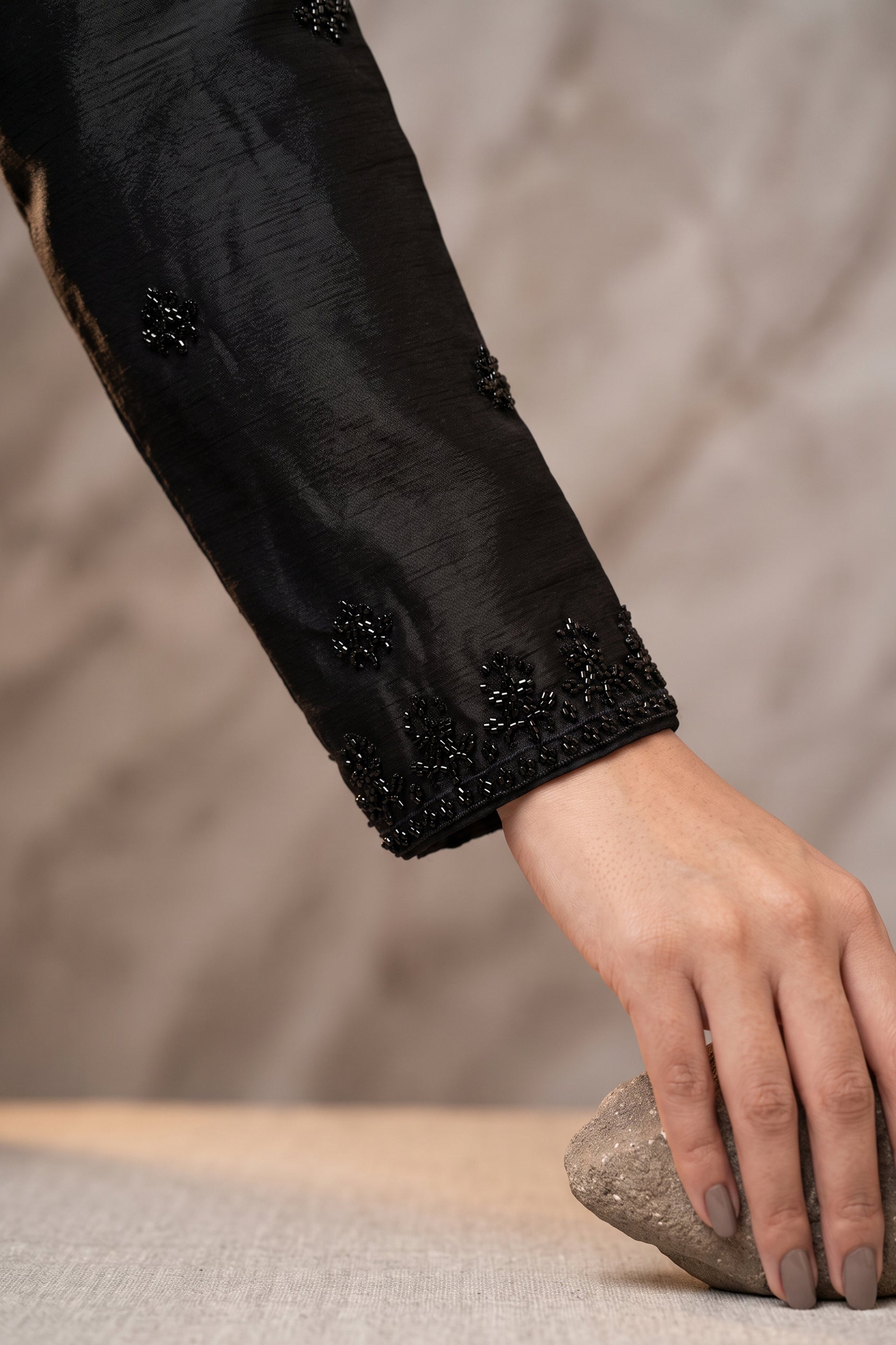 Black Readymade Bead Work Chinon Palazzo Suit-SAR13039_4_SareeButa.com