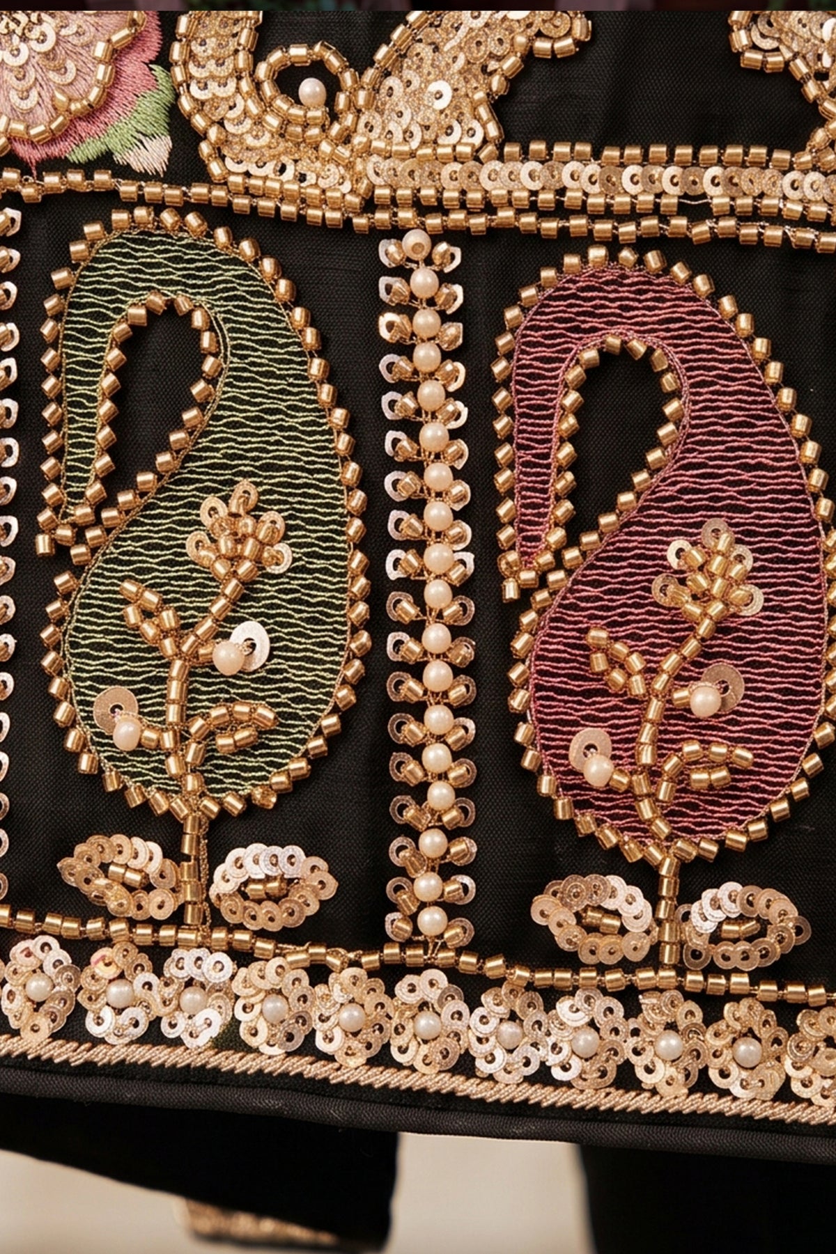 Black Readymade Bead Work Chinon Palazzo Suit-SAR13345_5_SareeButa.com