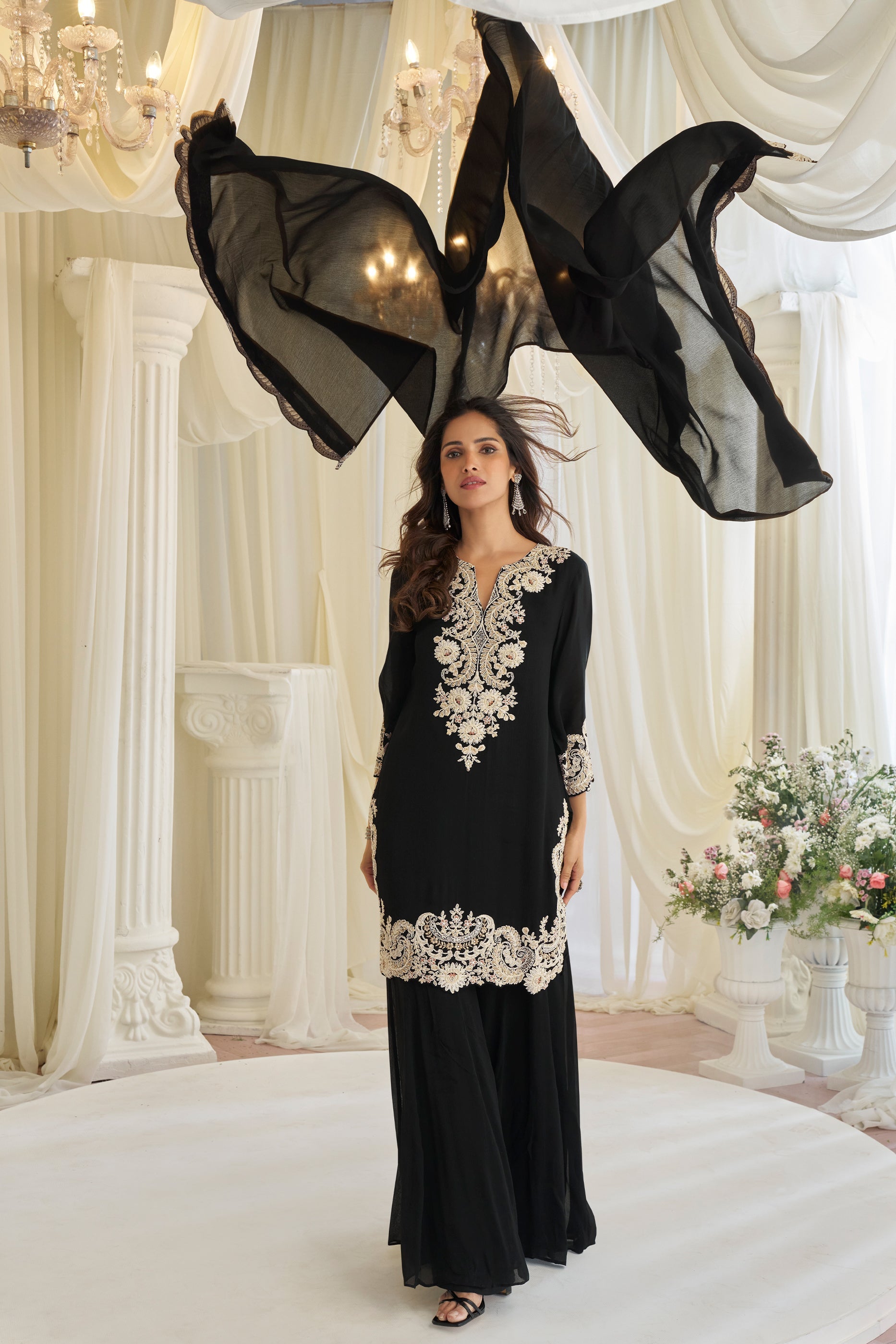Black Readymade Bead Work Chinon Suit-SAR11725_4_SareeButa.com
